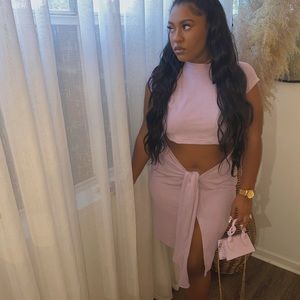 Lilac ribbed two piece set